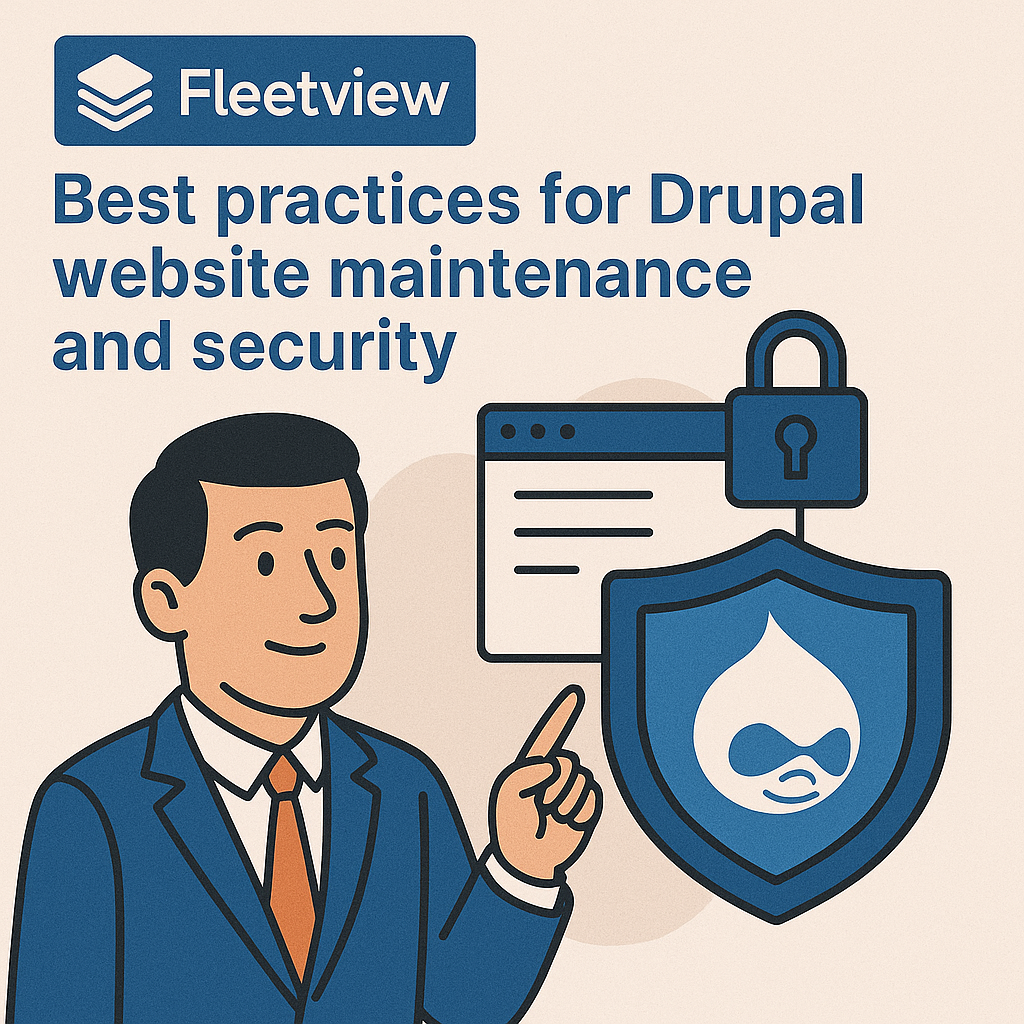 Man pointing at Drupal security shield